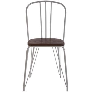 Premier Housewares Grey Metal and Elm Wood Arm Chair - High Back, Natural Elm, Modern Design Premier Housewares Grey Metal and Elm Wood Arm Chair - High Back, Natural Elm, Modern Design