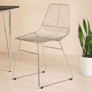 Orsina Sturdy Small Chrome Metal Wire Chair, Metal Chair for Kitchen, Outdoor Tapered Metal Chair for Patio, Lawn in Silver Silver Orsina Sturdy Small Chrome Metal Wire Chair, Metal Chair for Kitchen, Outdoor Tapered Metal Chair for Patio, Lawn in Silver Silver