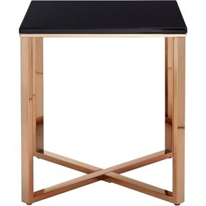 Orsina Square Black Faux Marble End Table, Gold Toned Bedside Table With Metal Legs, Accent Table For Practical Use Gold Orsina Square Black Faux Marble End Table, Gold Toned Bedside Table With Metal Legs, Accent Table For Practical Use Gold