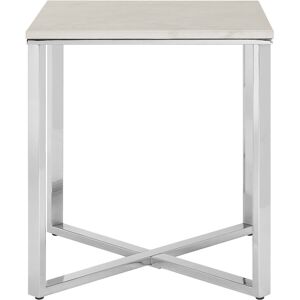 Orsina Square Black Faux Marble End Table, Gold Toned Bedside Table With Metal Legs, Accent Table For Practical Use in Silver Silver Orsina Square Black Faux Marble End Table, Gold Toned Bedside Table With Metal Legs, Accent Table For Practical Use in Silver Silver