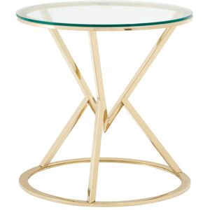 Orsina Unique Corseted Round End Table, Geometric Design Statement Table, Versatile Lounge Side Table in Metallic Gold Metallic Gold Orsina Unique Corseted Round End Table, Geometric Design Statement Table, Versatile Lounge Side Table in Metallic Gold Metallic Gold
