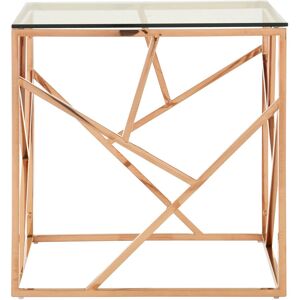Orsina Stylish Geometric End Table, Versatile Statement Table, Easily Maintained Sitting Room Table in Rose Gold Rose Gold Orsina Stylish Geometric End Table, Versatile Statement Table, Easily Maintained Sitting Room Table in Rose Gold Rose Gold