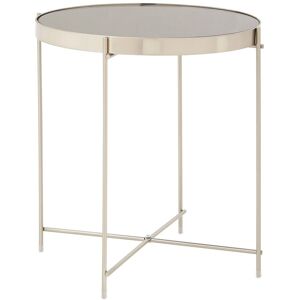 Orsina Black Mirror Low Side Table, Contemporary Brushed Bronze Accent Table, Low Glass Side Table With Metal Legs in Silver Silver Orsina Black Mirror Low Side Table, Contemporary Brushed Bronze Accent Table, Low Glass Side Table With Metal Legs in Silver Silver