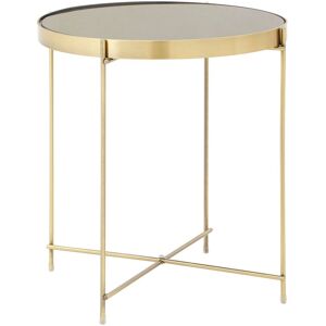 Orsina Black Mirror Low Side Table, Contemporary Brushed Bronze Accent Table, Low Glass Side Table With Metal Legs in Gold Gold Orsina Black Mirror Low Side Table, Contemporary Brushed Bronze Accent Table, Low Glass Side Table With Metal Legs in Gold Gold