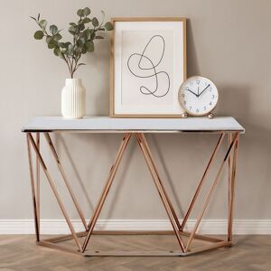 Orsina Rectangular Champagne Console Table, Boutique Geometric Entryway Table with Champagne Gold Metal Base Gold Orsina Rectangular Champagne Console Table, Boutique Geometric Entryway Table with Champagne Gold Metal Base Gold