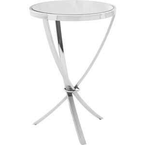 Orsina Chrome Pinched Round Side Table, Mirrored Glass Top with Silver Finish, Bow-Shaped Metal Legs, Accent Table Silver Orsina Chrome Pinched Round Side Table, Mirrored Glass Top with Silver Finish, Bow-Shaped Metal Legs, Accent Table Silver