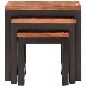 Orsina Practical Acacia Wood & Metal Nesting Tables, Versatile Metal Side Table, Durable Modern Bedside Table in Natural Natural Orsina Practical Acacia Wood & Metal Nesting Tables, Versatile Metal Side Table, Durable Modern Bedside Table in Natural Natural