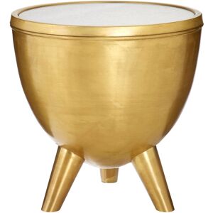 Orsina Round White Marble Top Table, Brass Finish Drum Shape Table, Natural Marble Surface, Living Room Side Table White Orsina Round White Marble Top Table, Brass Finish Drum Shape Table, Natural Marble Surface, Living Room Side Table White