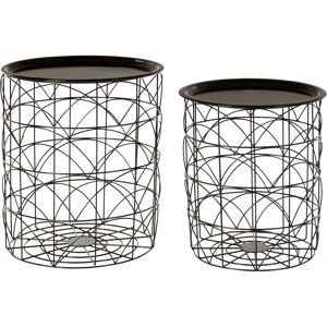 Orsina Set of 2 Black Basket Side Tables, Nest of Side Tables with Black Tops, Wireframe End Tables for Living Room Black Orsina Set of 2 Black Basket Side Tables, Nest of Side Tables with Black Tops, Wireframe End Tables for Living Room Black