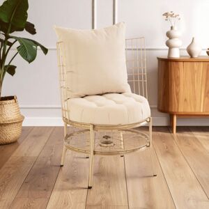 Orsina Luxurious Gold Finish Chair With Cushion, Fabric Upholstered Arm Chair For Bedroom, Stylish Armchair in Rose Gold Rose Gold Orsina Luxurious Gold Finish Chair With Cushion, Fabric Upholstered Arm Chair For Bedroom, Stylish Armchair in Rose Gold Rose Gold