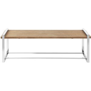 Orsina Coffee Table, Wooden Surface Display Table, Stainless Steel Decorative Coffee Table For Bedroom in Natural Natural Orsina Coffee Table, Wooden Surface Display Table, Stainless Steel Decorative Coffee Table For Bedroom in Natural Natural