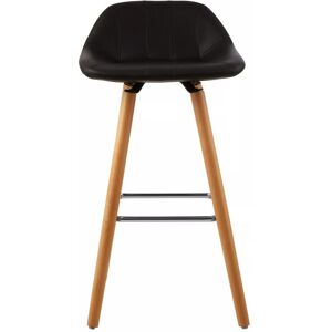 Premier Housewares Black Faux Leather Beechwood Bar Stool - Bar Stool Premier Housewares Black Faux Leather Beechwood Bar Stool - Bar Stool
