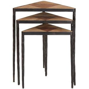 Orsina Set Of 3 Triangular Tables, Luxe Bedside Tables, Wooden Triangular Accent Tables For Outdoor Patio, Side Tables in Natural Natural Orsina Set Of 3 Triangular Tables, Luxe Bedside Tables, Wooden Triangular Accent Tables For Outdoor Patio, Side Tables in Natural Natural