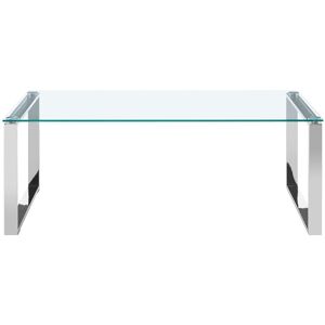 Orsina Rectangular Coffee Table, Black Tempered Glass Accent Table With Silver Stainless Steel Legs, Center Table Silver Orsina Rectangular Coffee Table, Black Tempered Glass Accent Table With Silver Stainless Steel Legs, Center Table Silver
