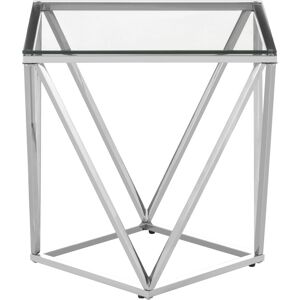 Orsina Functional Design Small Inverted Prism Table, Distinctive Twist Design Metal Table, Stylish Bedside Table in Silver Silver Orsina Functional Design Small Inverted Prism Table, Distinctive Twist Design Metal Table, Stylish Bedside Table in Silver Silver
