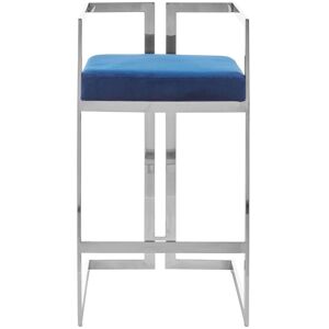 Orsina Blue Velvet Bar Stool with Silver Stainless Steel Frame, Foam-Padded Contemporary Bar Chair, Velvet Seat Blue Orsina Blue Velvet Bar Stool with Silver Stainless Steel Frame, Foam-Padded Contemporary Bar Chair, Velvet Seat Blue