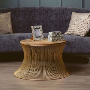 Orsina Contemporary Coffee Table with Gold Iron Frame, Hourglass Shape Coffee Table with Natural Wooden Top Gold Orsina Contemporary Coffee Table with Gold Iron Frame, Hourglass Shape Coffee Table with Natural Wooden Top Gold