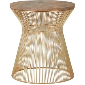 Orsina Small Coffee Table, Hourglass Wire Frame with Gold Finish, Natural Mango Wood Circular Top, Modern Table Gold Orsina Small Coffee Table, Hourglass Wire Frame with Gold Finish, Natural Mango Wood Circular Top, Modern Table Gold