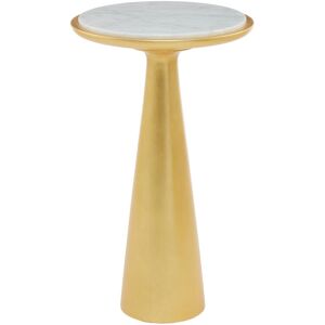 Orsina Large Gold Side Table With Conical Base, Unique Gold Finished Round Bedside Table, White Marble Side Table Gold Orsina Large Gold Side Table With Conical Base, Unique Gold Finished Round Bedside Table, White Marble Side Table Gold
