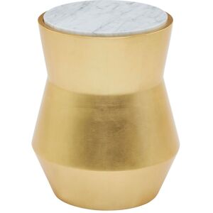 Orsina Drum-Shaped Side Table, Golden Small Table, Decorative Hourglass Shaped Nesting Table, White Marble Slab Table in Gold Gold Orsina Drum-Shaped Side Table, Golden Small Table, Decorative Hourglass Shaped Nesting Table, White Marble Slab Table in Gold Gold