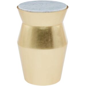 Sudbury Large Drum Side Table - White Marble - Gold Finish Sudbury Large Drum Side Table - White Marble - Gold Finish