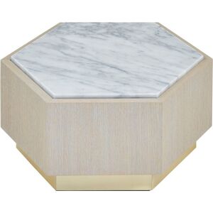 Orsina Small White Side Table, Marble Topped Hexagonal Nesting Table, Sofa Side Table, Bedside Table With Golden Base White Orsina Small White Side Table, Marble Topped Hexagonal Nesting Table, Sofa Side Table, Bedside Table With Golden Base White