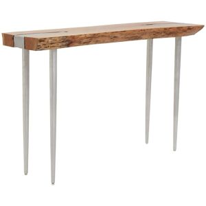 Orsina Rustic Natural Wood Console Table-Silver Finish Hallway Table With Metal Legs-Rectangular Top Couch Table in Silver Silver Orsina Rustic Natural Wood Console Table-Silver Finish Hallway Table With Metal Legs-Rectangular Top Couch Table in Silver Silver
