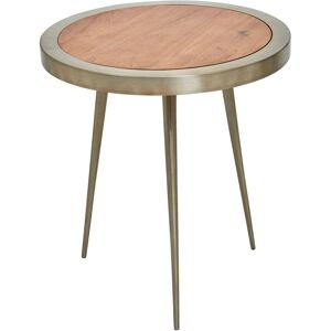 Orsina Acacia Wood Round Side Table-Metallic Small Table-Gold Aluminium Framed Bedside Table-Natural Round Table in Natural Natural Orsina Acacia Wood Round Side Table-Metallic Small Table-Gold Aluminium Framed Bedside Table-Natural Round Table in Natural Natural