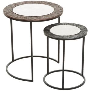 Orsina Set Of 2 Round Nesting Tables, Handcrafted Circular Tables, Functional Glass Top End Tables, Decorative Tables in Black Black Orsina Set Of 2 Round Nesting Tables, Handcrafted Circular Tables, Functional Glass Top End Tables, Decorative Tables in Black Black