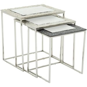 Orsina Luxe Set Of 3 Rectangular Nesting Tables, Nickel & Gunmetal Finish Decorative Tables, Antique Bedside Tables in Silver Silver Orsina Luxe Set Of 3 Rectangular Nesting Tables, Nickel & Gunmetal Finish Decorative Tables, Antique Bedside Tables in Silver Silver