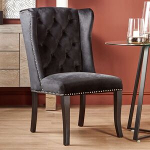 Orsina Buttoned Velvet Dining Chairs, Velvet Upholstered Chair with Wooden Legs, Accent Chair for Living Room in Black Black Orsina Buttoned Velvet Dining Chairs, Velvet Upholstered Chair with Wooden Legs, Accent Chair for Living Room in Black Black