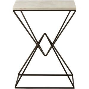 Orsina Marble Top Rectangular Side Table, White Marble Table With Black Geometric Iron Base, Living Room Side Table Black Orsina Marble Top Rectangular Side Table, White Marble Table With Black Geometric Iron Base, Living Room Side Table Black
