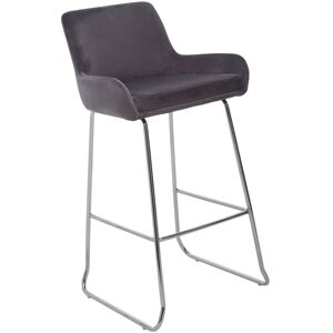 Orsina Grey Velvet Bar Chair With Low Arms, Contemporary Sled Base Bar Stool With Chrome Footrest Grey Orsina Grey Velvet Bar Chair With Low Arms, Contemporary Sled Base Bar Stool With Chrome Footrest Grey