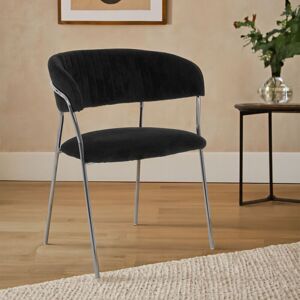 Orsina Tamzin Channel Chrome Finish Dining Chair in Black Black Orsina Tamzin Channel Chrome Finish Dining Chair in Black Black