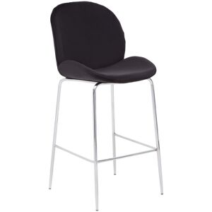 Orsina Black Velvet Chrome Finish Bar Chair, Mid-Century Bar Stool With Curved Backrest, Counter Height Chair Black Orsina Black Velvet Chrome Finish Bar Chair, Mid-Century Bar Stool With Curved Backrest, Counter Height Chair Black