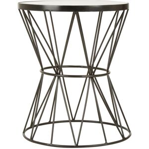 Orsina Corset Base Side Table, Metallic Round Table With White Marble Top, Decent Black Finish Bedside Table White Orsina Corset Base Side Table, Metallic Round Table With White Marble Top, Decent Black Finish Bedside Table White