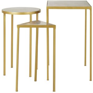 Orsina Conspicuous Unique Set Of 3 Nesting Side Tables, Brass Finish Bedside Tables For Decor, Small Metal Tables in Gold Gold Orsina Conspicuous Unique Set Of 3 Nesting Side Tables, Brass Finish Bedside Tables For Decor, Small Metal Tables in Gold Gold