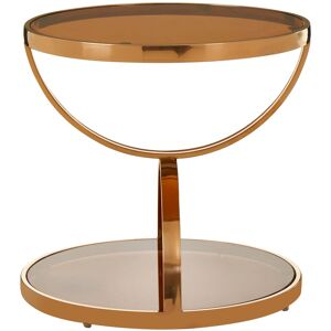 Orsina Round Side Table, Rose Gold Stainless Steel Frame With Smoked Glass Base, Accent Table For Living Room Gold Orsina Round Side Table, Rose Gold Stainless Steel Frame With Smoked Glass Base, Accent Table For Living Room Gold