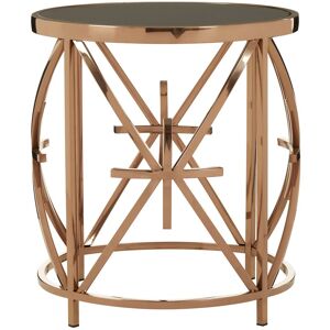 Orsina Round Star Base Side Table, Rose Gold Stainless Steel Frame, Black Tempered Glass Top, Accent Table Gold Orsina Round Star Base Side Table, Rose Gold Stainless Steel Frame, Black Tempered Glass Top, Accent Table Gold