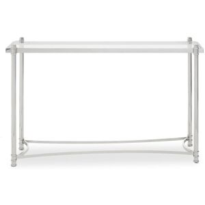 Orsina Decent Silver Console Table with Clear Glass, Stylish Metallic Finished Decorative Table, Silver Table Silver Orsina Decent Silver Console Table with Clear Glass, Stylish Metallic Finished Decorative Table, Silver Table Silver
