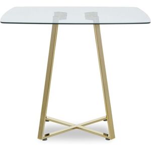 Orsina Modern Square Gold Finish Dining Table, Sturdy Table For Entertaining Guests, Minimalist Open Base Table Gold Orsina Modern Square Gold Finish Dining Table, Sturdy Table For Entertaining Guests, Minimalist Open Base Table Gold