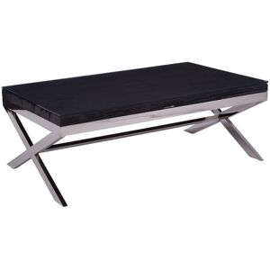 Orsina Natural Wood Coffee Table With Cross Base Design, Rectangular Wooden Table For Livingroom, Solid Mango Wood in Black Black Orsina Natural Wood Coffee Table With Cross Base Design, Rectangular Wooden Table For Livingroom, Solid Mango Wood in Black Black