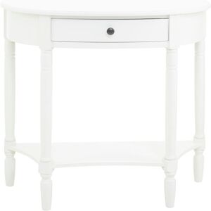 Orsina Rounded Console Table With One Rectangular Drawer for Hallway, Pine Wood Wood Table for Home & Office Décor in White White Orsina Rounded Console Table With One Rectangular Drawer for Hallway, Pine Wood Wood Table for Home & Office Décor in White White