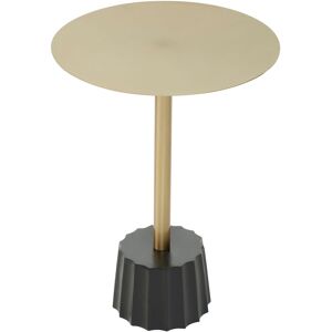 Orsina Contemporary Round Side Table With Black Fluted Base, Mid Century Modern Accent Table, Slim Metal Top in Gold Gold Orsina Contemporary Round Side Table With Black Fluted Base, Mid Century Modern Accent Table, Slim Metal Top in Gold Gold