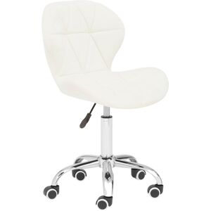 Orsina Velvet Quilted Home Office Chair in White White Orsina Velvet Quilted Home Office Chair in White White