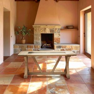 Orsina Rectangle Wooden Dining Table with Angular Base, Rustic American Oak Dining Room Table for Home, Office in Natural Natural Orsina Rectangle Wooden Dining Table with Angular Base, Rustic American Oak Dining Room Table for Home, Office in Natural Natural