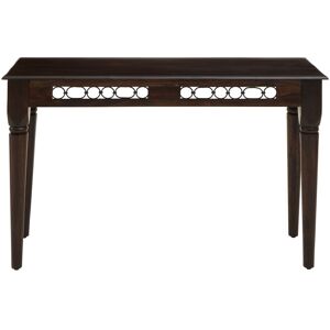 Orsina Dark Sheesham Wood Console Table, Vintage Wooden Hallway Console Table With Iron Finishings, Wood Side Table in Brown Brown Orsina Dark Sheesham Wood Console Table, Vintage Wooden Hallway Console Table With Iron Finishings, Wood Side Table in Brown Brown