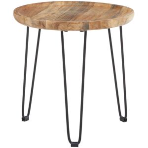 Orsina Natural Mango Wood Small Side Table, Round Wooden Side Table With Black Iron Legs, Modern Rustic Side Table Natural Orsina Natural Mango Wood Small Side Table, Round Wooden Side Table With Black Iron Legs, Modern Rustic Side Table Natural