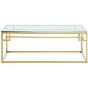 Orsina Gold Brushed Coffee Table, Modern Tempered Glass Top, Sturdy Stainless Steel Frame, Glamorous Minimal Design Gold Orsina Gold Brushed Coffee Table, Modern Tempered Glass Top, Sturdy Stainless Steel Frame, Glamorous Minimal Design Gold