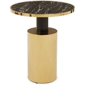 Orsina Black Marble‑Effect Top & Gold‑Base Side Table, Round Tempered Black Marble‑Look Glass Surface in Gold Gold Orsina Black Marble‑Effect Top & Gold‑Base Side Table, Round Tempered Black Marble‑Look Glass Surface in Gold Gold
